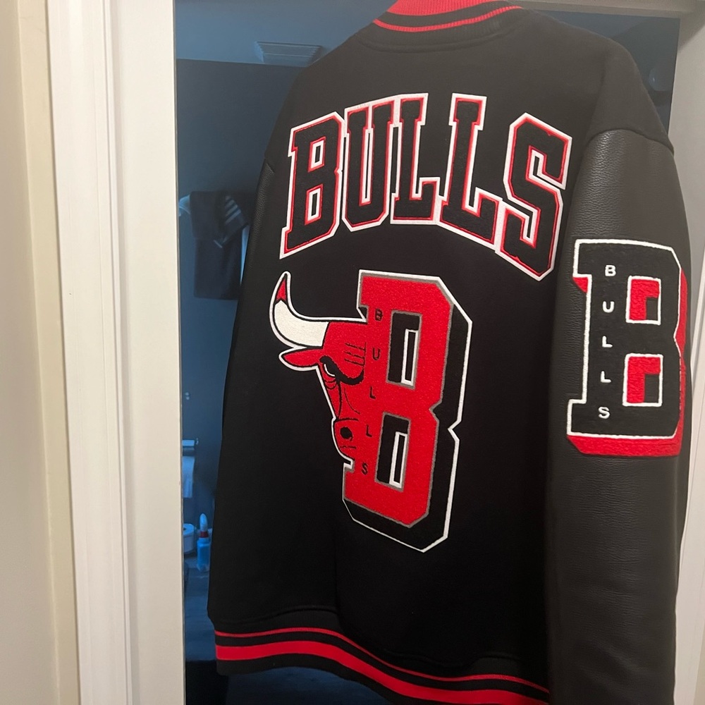 Red and black Chicago Bulls letterman jacket